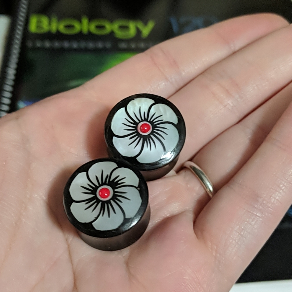 🌛 Black Wood mother of pearl gauges 3/4"
